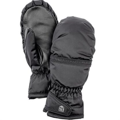 Hestra Primaloft Leather Mitt Dame, Black - Hestra