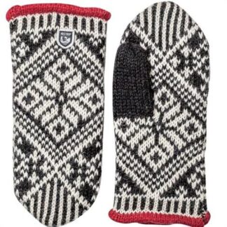 Hestra Nordic Wool Mitt Unisex, Black / White - Hestra