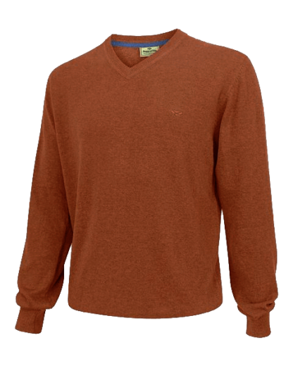 Stirling pullover, bomuld, v-hals, rust - Hoggs of Fife