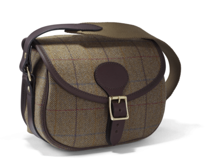 CROOTS Helmsley Cartridge Bag, tweed, sand/vinrød - Croots