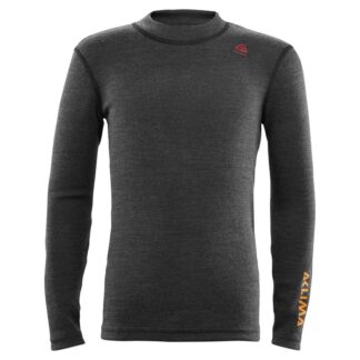 Aclima - WarmWool Crew Neck Junior Uldtrøje 130 Grå / Orange - Aclima