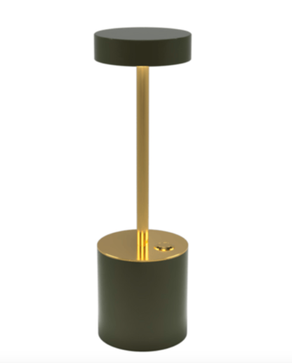 TakeMe I battery table lamp, olivengrøn/messing - TakeMe