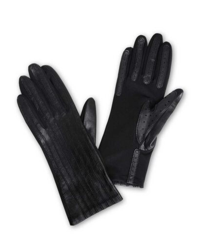 Ribbed Leather Gloves kørehandsker til ladies, sort - Really Wild