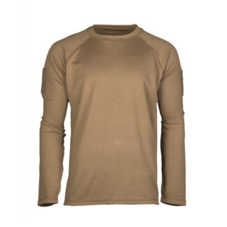 Mil-Tec - Tactical Quick Dry Langærmet T-Shirt 3-XL Mørk Sand / Coyote - Mil-Tec