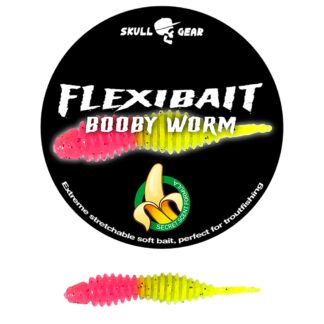 Skull Gear Flexibait Booby Worm Banana Pink Yellow - Gummidyr - OGP