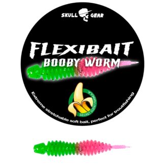 Skull Gear Flexibait Booby Worm Banana Green Pink - Gummidyr - OGP