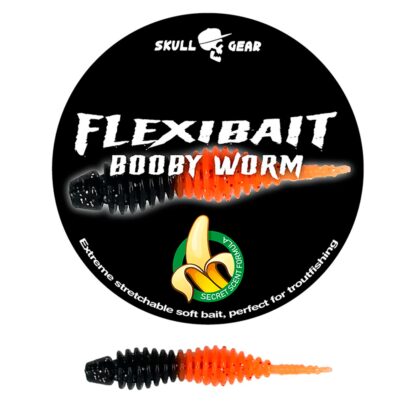 Skull Gear Flexibait Booby Worm Banana Black Orange - Gummidyr - OGP