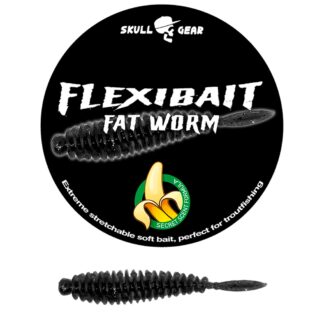 Skull Gear Flexibait Fat Worm Banana Black - Gummidyr - OGP