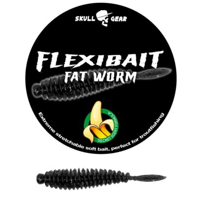 Skull Gear Flexibait Fat Worm Banana Black - Gummidyr - OGP