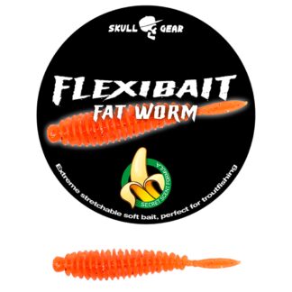 Skull Gear Flexibait Fat Worm Banana Orange - Gummidyr - OGP