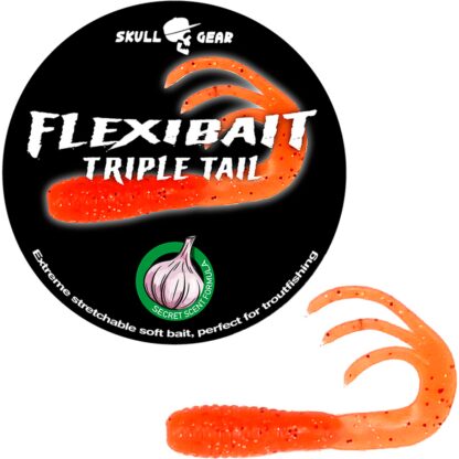 Skull Gear Flexibait Triple Tail Garlic Orange - Gummidyr - OGP