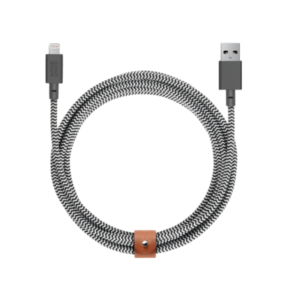 Belt Cable XL ladekabel til Iphones, sort/hvid zebra - Native Union