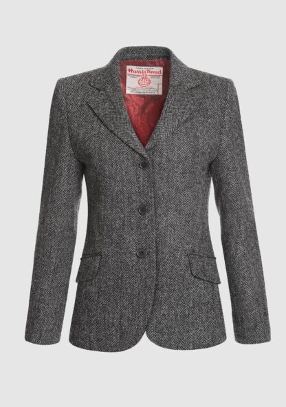 Claire Hacking Jacket Harris Tweed, koksgrå herringbone - Bucktrout Tailoring