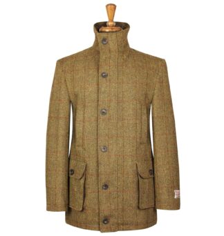 Boyd Field Coat Harris Tweed, mustard herringbone - Bucktrout Tailoring