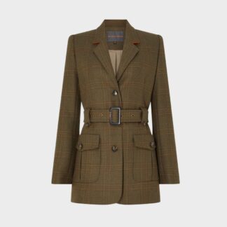 Belted Tweed Jacket, Khaki Clementine - Really Wild