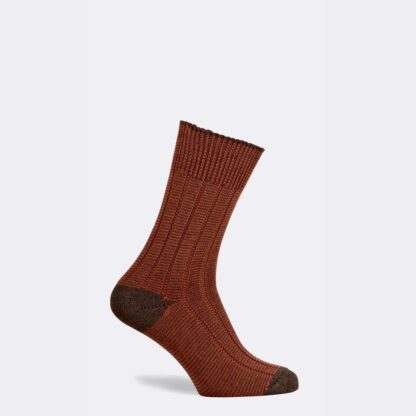 Pennine Dartmoor Boot Socks, merino, mocha/rust - Pennine