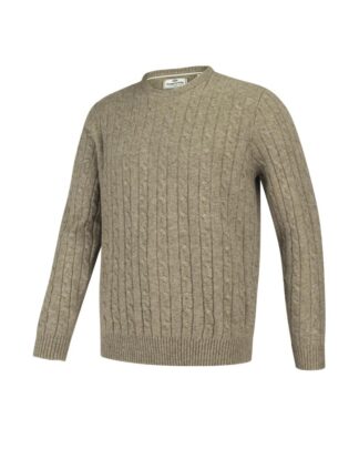 Jedburgh Crew Neck Cable Pullover, uldmix, oatmeal - Hoggs of Fife