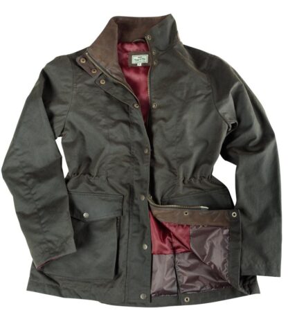 Caledonia Ladies Waterproof Wax Jacket, oilskinsjakke deluxe, olivengrøn - Hoggs of Fife