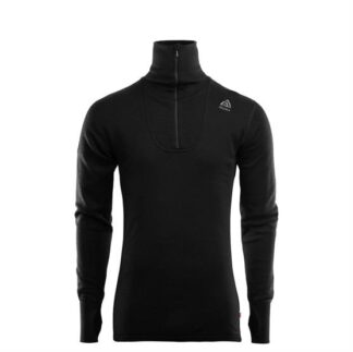 Aclima DoubleWool Polo w.Zip Man, Jet Black / Marengo - Aclima