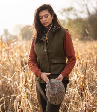 Bayston Ladies Tweed Gilet, vest, mørk grøn - Walker & Hawkes