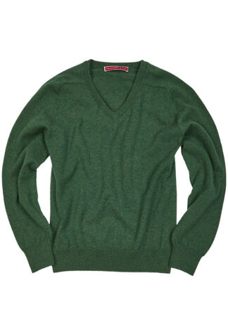 Franken & Cie Pullover V-hals, merinould, græsgrøn - Franken & Cie.