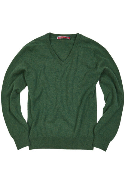 Franken & Cie Pullover V-hals, merinould, græsgrøn - Franken & Cie.