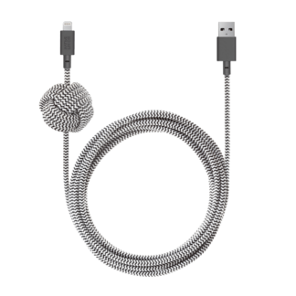 Night Cable ladekabel til Iphones, sort/hvid zebra - Native Union