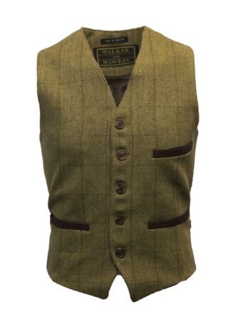 Tweed Formal Waistcoat, vest, lys salvie - Walker & Hawkes