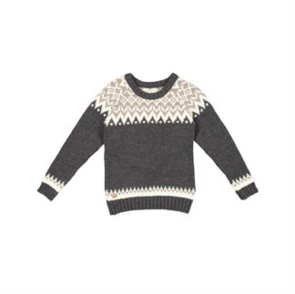 Fuza Wool Helga Sweater Round Neck, Coal - Fuza Wool