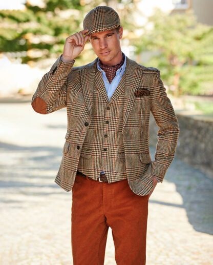 London tweed blazer, Harris Tweed, beige med prince of wales tern - 48 EU / S - Wellington of Bilmore
