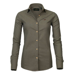 Laksen - Olivia Brushed Cotton Skjorte - Olive - Seeland